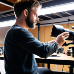 **Image Prompt 1: Camera Maintenance**
   - A professional filmmaker cleaning a camera lens before a shoot, with a checklist in hand. The setting is a well-organized workspace filled with various filming equipment. Bright lighting highlights the importance of proper maintenance.