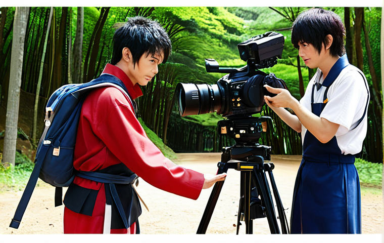 Film Crew Collaboration**

"映画制作現場、監督を中心にカメラマン、編集者など様々なプロフェッショナルが協力し、一つの映像を作り上げる様子。照明が当たり、活気のある雰囲気。チームワーク、情熱、プロフェッショナリズムを感じさせるイメージ。明るい色使いと、エネルギッシュな構図で表現。"

(Eiga seisaku genba, kantoku wo chuushin ni cameraman, henshuusha nado samazama na professional ga kyouryoku shi, hitotsu no eizou wo tsukuriageru yousu. Shoumei ga atari, kakki no aru fun'iki. Teamwork, jounetsu, professional-ism wo kanji saseru image. Akarui irozukai to, energetic na kouzu de hyougen.)

**