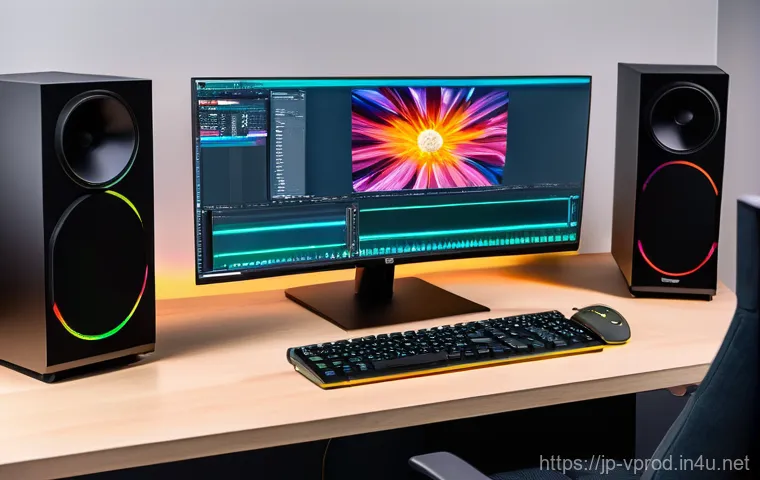 영상제작 직무에 필요한 컴퓨터 사양 - Prompt 1: The High-Performance Video Editor's Workspace** 영상제작 직무에 필요한 컴퓨터 사양 - Prompt 1: The High-Performance Video Editor's Workspace**
