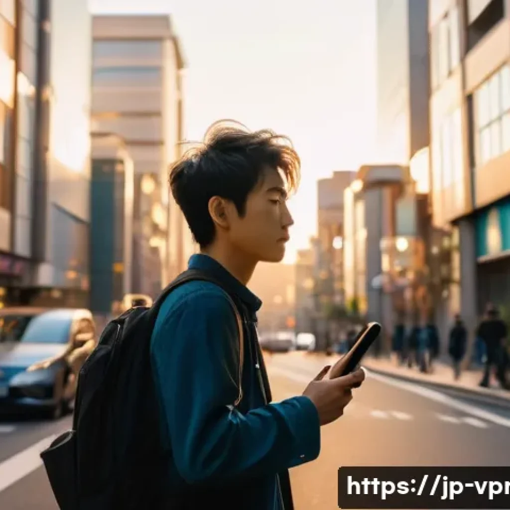 영상제작 실습에서 배워야 할 핵심 기술 - A young Japanese filmmaker walking through a vibrant city street at sunset, holding a smartphone cam...